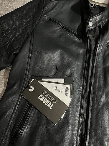 кожа костюм: Мужская кожаная куртка Jorg Weber Casual, темно синий. Размер L ( 50 ) — 4