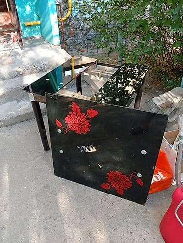 office table: Разборный стол из каленого стекла + 3 стула - Стол: столешница из — 1