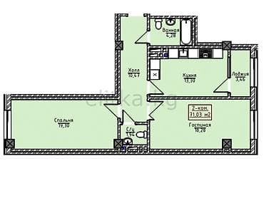 Продажа квартир: 2 комнаты, 71 м², Элитка, 6 этаж, Готовая ПСО (под самоотделку) — 2
