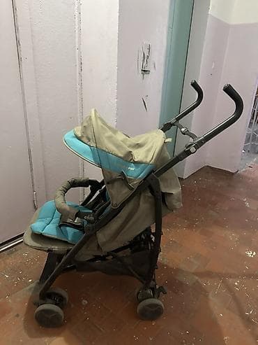 бир: Прогулочная коляска-трость (серо-бирюзовая) - Легкая складная — 2