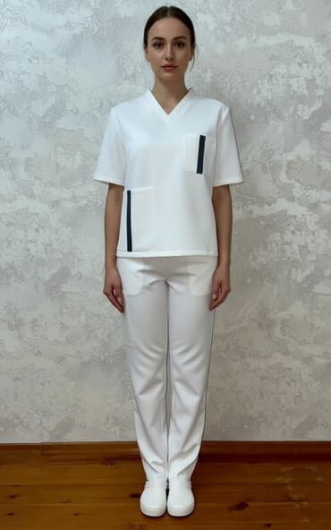 функциональная кровать для лежачих больных: Белый медицинский комплект: топ и брюки. Есть два варианта — 1