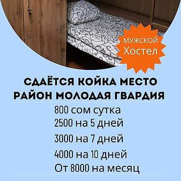 койко: 1 комната, Собственник, С подселением, С мебелью полностью — 1