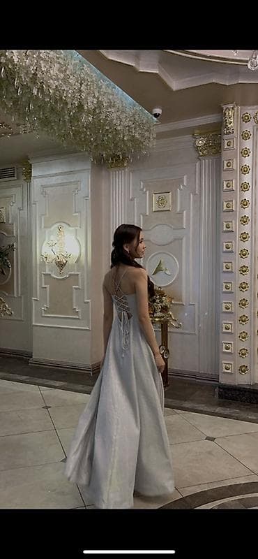 вечерний плате: Вечернее платье, А-силуэт, Длинная модель, Без рукавов, Открытая спина, S — 2