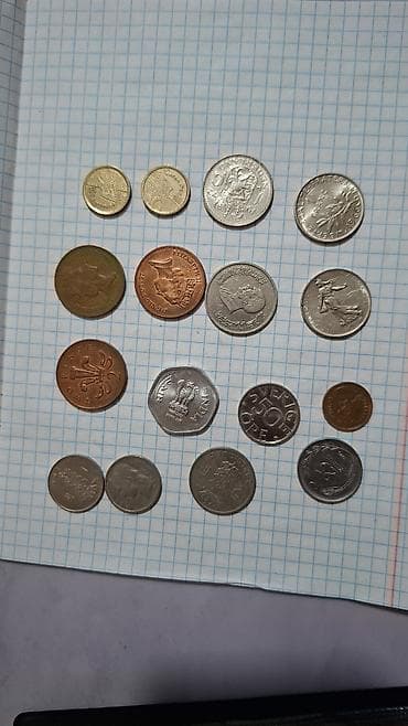 азиаты: Набор старых иностранных монет + крупная медная/бронзовая монета с — 4