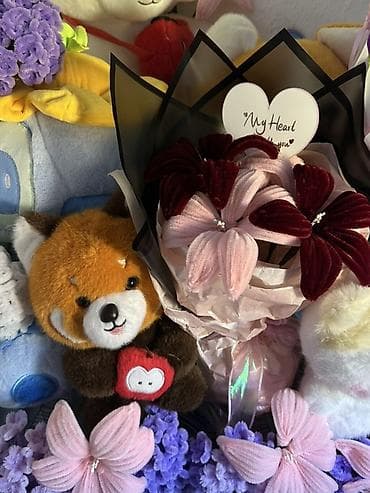 bubble tea: Букет + плюшевая игрушка Пушистые букеты своими руками ! Букет M + — 3