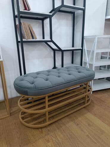 скамейка фото: Банкетка, Новый, С полками, Платная доставка, цвет - Серый — 5