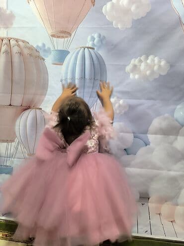 зимный пальто: Детское платье, цвет - Розовый, Новый — 2