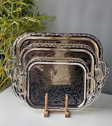 чеканка: Наборы декоративных сервировочных подносов - Материал: металл с — 4