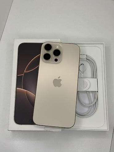 mac studio: IPhone 16 Pro Max, Б/у, 512 ГБ, Desert Titanium, Коробка, Кабель, 96 % — 1