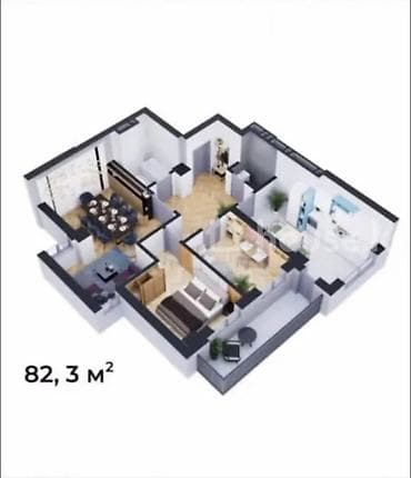 kant flat: 3 комнаты, 81 м², Элитка, 12 этаж, Готовая ПСО (под самоотделку) — 1