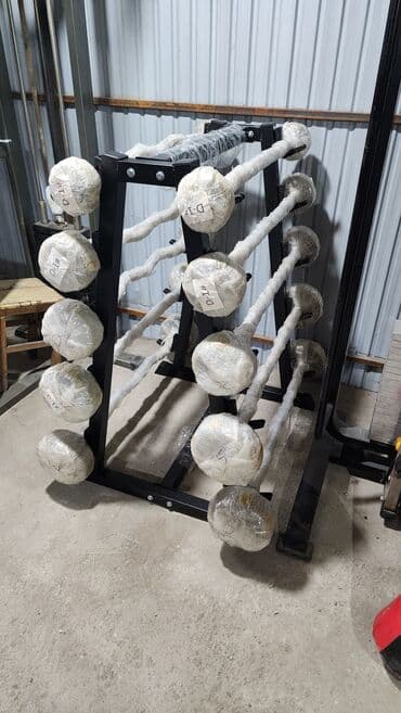 настольные теннисные ракетки: Стойка для гантелей, вмещающая десять гантелей. Прочная конструкция из — 1