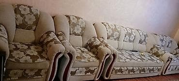 кожанные картины: Комплект мягкой мебели, Б/у, Самовывоз, цвет - Коричневый — 3