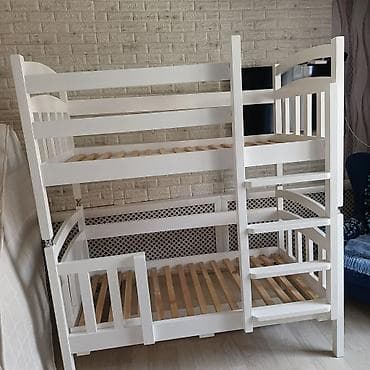 двухэтажный кровать для взрослых: Двухъярусная детская кровать, Натуральное дерево, цвет - Белый — 10