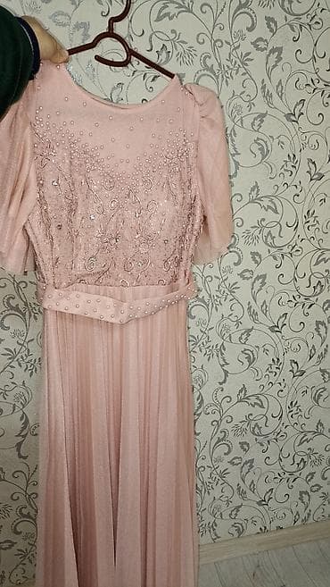 платье холодок: Вечернее платье, А-силуэт, Длинная модель, Полиэстер, С рукавами, Стразы, S — 4