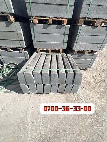 ДОРОЖНЫЙ Бордюр камень (бетонный) - Материал: тяжелый бетон, серый -