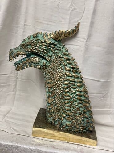 дракон: Бронзовые головы драконов. Тонировка римская патина (зелёная) Высота — 5