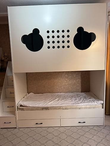 kids box: Детская двухъярусная кровать-домик со ступенями и системой хранения — 2