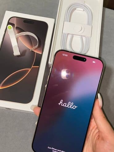 телефонов айфон: IPhone 16 Pro Max, Колдонулган, 256 ГБ, Desert Titanium, Куту, 100 % — 4