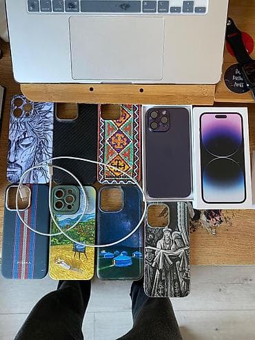 macbook 2014: IPhone 14 Pro, Б/у, 256 ГБ, Deep Purple, Защитное стекло, Чехол, Коробка, 84 % — 4