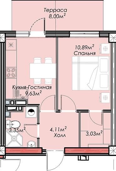 золотой квадрат квартира: 1 комната, 26 м² — 2