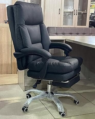 Тумбы и подставки: Офисное кресло, Новый, С колесиками, цвет - Черный, Экокожа, Самовывоз, Платная доставка — 7