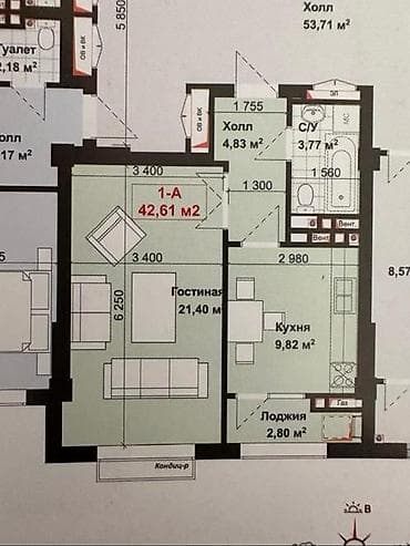Квартиры: 1 комната, 42 м², Элитка, 11 этаж, Дизайнерский ремонт — 3