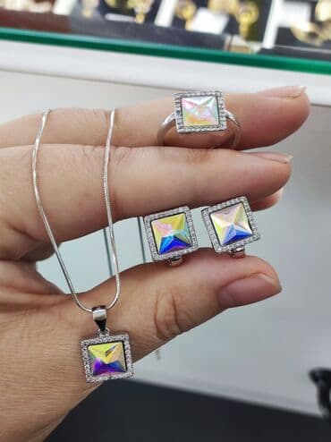 свадебные наборы ручной: Серебро 925 пробы Серебряный комплект+ цепочка Размеры имеются — 3