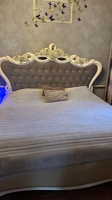 стильный спальный гарнитур: Спальный гарнитур, МДФ, цвет - Бежевый — 3