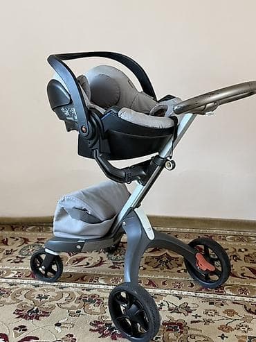 авто каляска: Stokke 2 в 1 (прогулочный блок + автолюлька), светло‑серая. С — 3