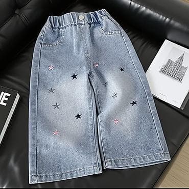 штан: НОВЫЕ !!!Детские джинсы широкого кроя с вышивкой звезд - Цвет — 2