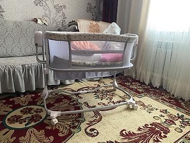 Детская мебель: Детская приставная кроватка, С колесиками, цвет - Серый — 2