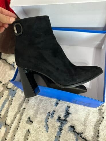 кышкы бут кийимдер: Женские замшевые ботильоны Emporio S.A.M - Цвет: чёрный - Материал — 3