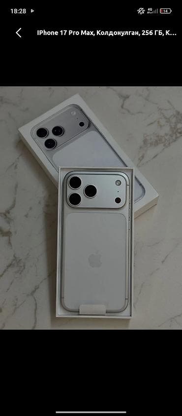 монитор большой: IPhone 17 Pro Max, 256 ГБ, Серебристый, Коробка, 100 % — 1