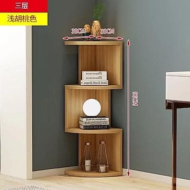 Угловой стеллаж-этажерка для хранения и декора - Конструкция: 3 полки at lalafo.kg Угловой стеллаж-этажерка для хранения и декора - Конструкция: 3 полки