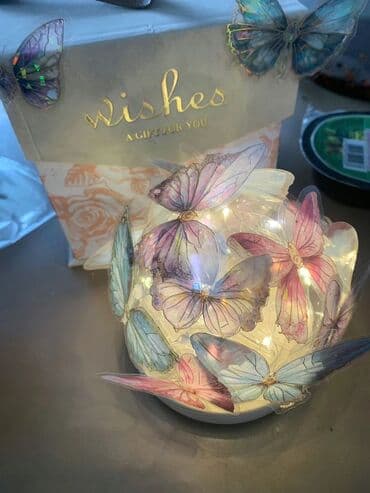 Светильник Бабочки В подарочной коробке+ открытка На батарейках (