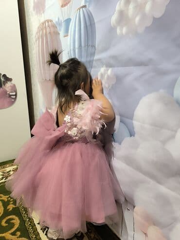 зимный пальто: Детское платье, цвет - Розовый, Новый — 4