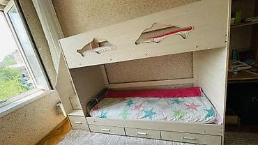 Мебель: Двухъярусная детская кровать, Б/у, ЛДСП — 2