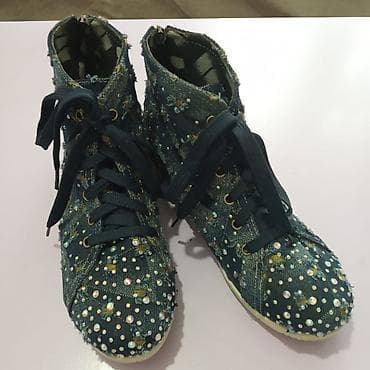 nike react: Новые джинсовые кеды со стразами. Размер 38 (24,5см по — 3