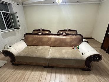 кусок кожи: Комплект мягкой мебели, Б/у, Самовывоз, цвет - Коричневый — 8