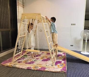 Балдар дүйнөсү: Детский спортивно-игровой комплекс из массива дерева (домик‑шведская — 2