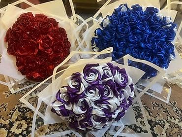 мешковина купить: Букеты из атласных лент - Ручная работа: каждый цветок сформирован из — 3