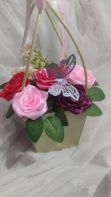 цветы из биссера: Декоративные цветочные композиции в корзиночке - Ручная работа — 6