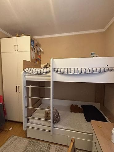 детский кровать 2 х ярусный: Детская гарнитура, Для девочки, Для мальчика, ДСП, цвет - Белый — 3