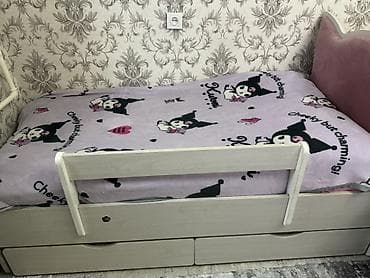 царга: Детская односпальная кровать, Б/у, Для девочки, С бортиком, Дерево, Самовывоз — 3