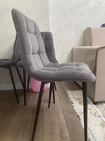 Офисная мебель: Стул для кухни, Б/у, Другой материал, цвет - Серый — 2