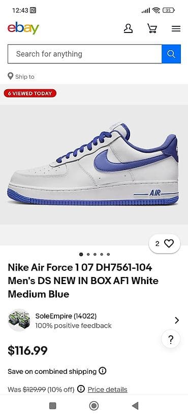 Туфли: Мужские кроссовки, 42, Nike, Новый, цвет - Белый — 5