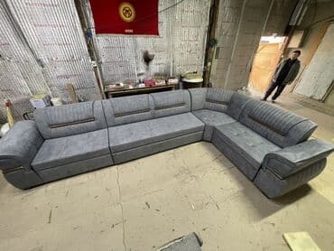 мебель бишкек: Угловой диван, C подушками, Трехместный — 15