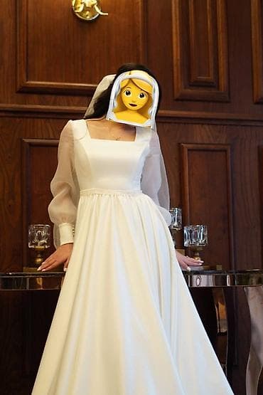 Свадебные платья: Свадебное платье шелк/органза + аксессуары. Размер S-M, регулируется — 4