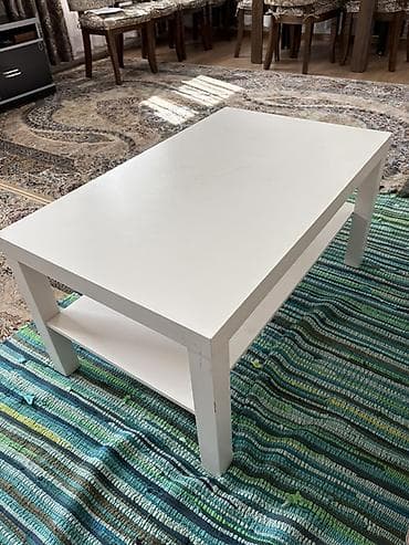 foldable table: Белый журнальный столик с дополнительной полкой. IKEA - Прямоугольная — 1