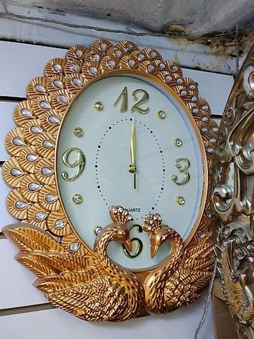 berber mirror second hand: Настенные кварцевые часы с декоративной рамой и парой павлинов - Тип — 1